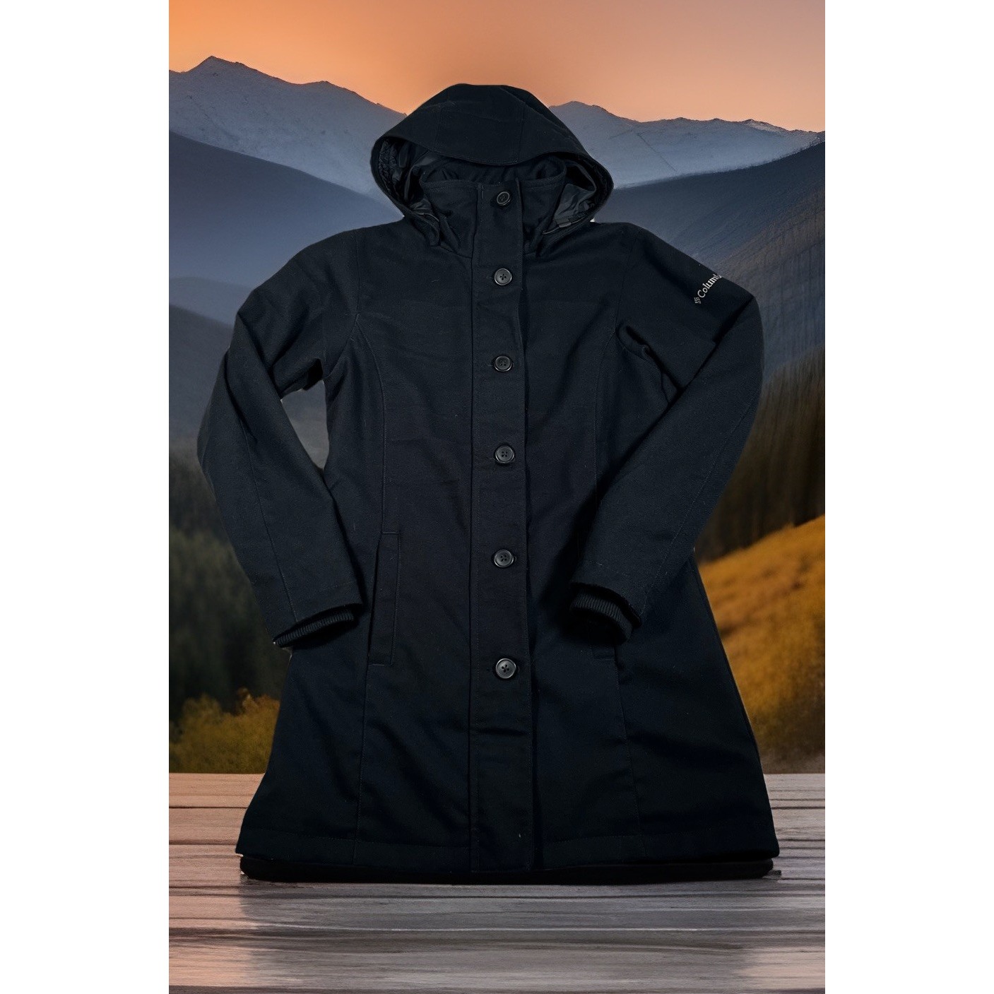 Columbia Omni Heat Full Zip Parka Jacket Women Xs Black Lined Removable Hood